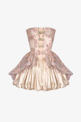 Pink Strapless A-Line Homecoming Dress with Lace Bowknot Detail