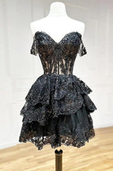 Sweet A Line Party Dress with Layered Skirt and Romantic Embellished Details