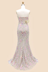 One Shoulder Shimmer Sequin Prom Dress with Floral Embellished Detail
