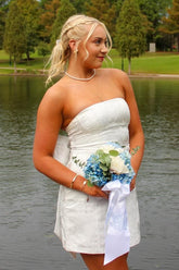 Dreamy White Floral Mini Homecoming Dress with Thin Straps and Flared Skirt