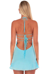 Light Blue Sequin A-Line Homecoming Dress with Spaghetti Straps
