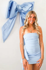 Strapless Ruched Short Homecoming Dress with Asymmetrical Hem