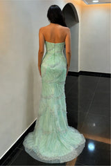 Mint Green Sweetheart Mermaid Prom Dress with Beaded Accents
