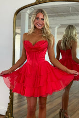 Gorgeous A Line Homecoming Dress with Soft Chiffon Skirt and Romantic Layers