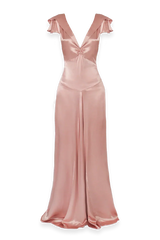 Stunning Yellow A-Line Party Gown with Deep V-Neck and Open Back