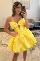 Romantic A Line Satin Homecoming Dress with Corset Back and Statement Bow