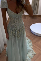 Gorgeous Light Green Sweetheart A-Line Prom Gown with Appliques