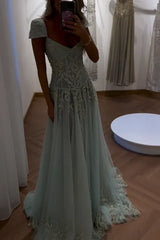 Gorgeous Light Green Sweetheart A-Line Prom Gown with Appliques