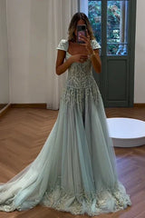 Gorgeous Light Green Sweetheart A-Line Prom Gown with Appliques