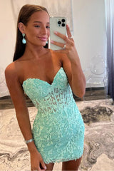 Chic Sweetheart Bodycon Mini Homecoming Dress with Corset Lace Up Back