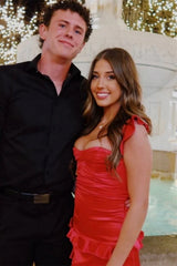 Cute Sweetheart Satin Homecoming Dress with Flirty Ruffle Skirt