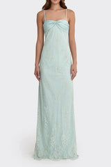 Chic Blush Pink Lace Prom Dress with Spaghetti Straps and Ruched Detail