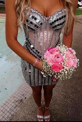 Chic Pink Sheath Short Homecoming Dress with Crystal Beading and Sweetheart Design