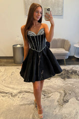 Romantic A Line Homecoming Dress with Structured Corset Top and Flared Skirt