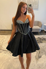 Romantic A Line Homecoming Dress with Structured Corset Top and Flared Skirt