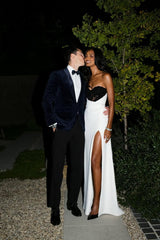 White Long Mermaid Prom Dress with Sweetheart Neckline and Front Slit