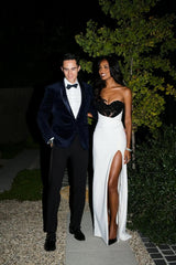White Long Mermaid Prom Dress with Sweetheart Neckline and Front Slit