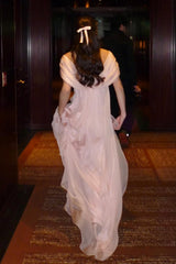 Sweety Pink V-Neck A-Line Prom Gown with Layered Ruffles