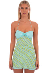 Chic Mint Green Mini Homecoming Dress with Halter Neck and Tiered Ruffle Layers