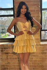Chic A Line Beaded Homecoming Dress with Corset Lace Up Back and Flowy Skirt