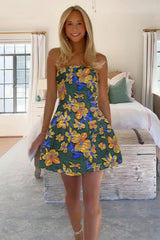 Chic Floral Jacquard Homecoming Dress with Strapless Neckline and Flared A Line Skirt