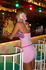 Chic Bodycon Mini Dress with Spaghetti Straps and Adjustable Waist Tie