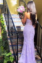 Romantic Lilac Sweetheart Mermaid Prom Gown with Appliqué Detail