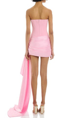 Chic Pink Mini Homecoming Dress with Strapless Corset Bodice and Ruched Design