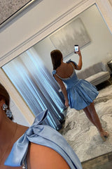 Dreamy A Line Homecoming Dress with Shimmering Bodice and Satin Skirt