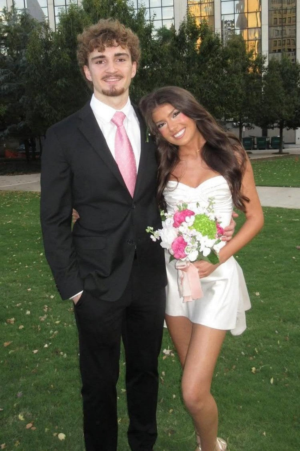 White Ruched A-Line Homecoming Dress with Delicate Spaghetti Straps