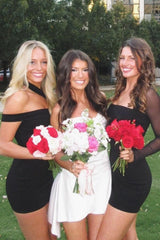White Ruched A-Line Homecoming Dress with Delicate Spaghetti Straps