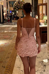 Dreamy 3D Floral Homecoming Dress with Square Neckline and Figure Flattering Fit