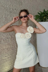 Bodycon One-Shoulder Hoco Dress with Floral Appliqué Accent