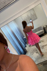 Glamorous A-Line Mini Homecoming Dress with Lace Accents and Soft Ruffle Skirt