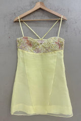 Glamorous Light Yellow A Line Mini Homecoming Dress with Sequin Embellishments