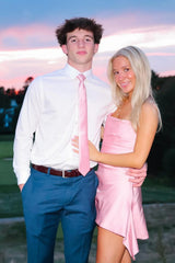 Short Pink Satin A-Line Homecoming Dress with Strapless Bodice