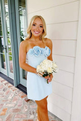 Chic Strapless Bodycon Homecoming Dress with 3D Floral Rosette Bodice