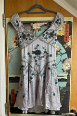 Classic Grey A Line Mini Homecoming Dress with V Neck and Intricate Embroidery