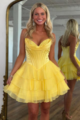 Gorgeous A Line Homecoming Dress with Soft Chiffon Skirt and Romantic Layers