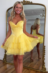 Gorgeous A Line Homecoming Dress with Soft Chiffon Skirt and Romantic Layers