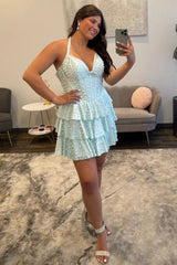 Chic Sparkle Homecoming Dress with Pearl Corset and Romantic Tiered Skirt