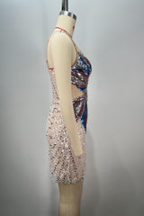 Sparkly Butterfly Rhinestone Bodycon Homecoming Dress with Side Cutouts