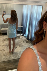 Pretty Sparkly Homecoming Dress with Sheer Lace Corset Top and Dramatic Bow Detail