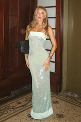 Sequin Strapless Prom Gown with Minimalist Design and Glamorous Finish