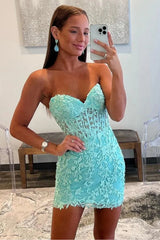 Chic Sweetheart Bodycon Mini Homecoming Dress with Corset Lace Up Back