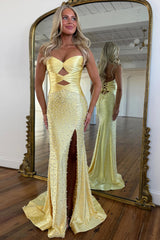 Romantic Pearl-Embellished Mermaid Prom Gown with Cutout Front & Lace-Up Back