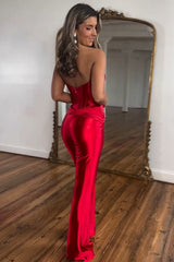 Elegant Red Metallic Prom Jumpsuit with Sweetheart Neckline and Corset Bodice