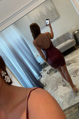 Sexy One Shoulder Sequin Mini Homecoming Dress with Sleek Bodycon Style