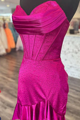Sparkly Satin Homecoming Dress with Beaded Corset and Ruffle Hem