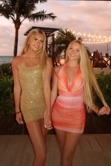 Chic Sequin Mini Homecoming Dress with Spaghetti Straps and Glitter Finish